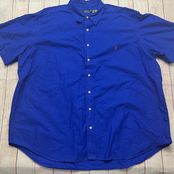 Polo Ralph Lauren Mens 3XB Blue Button Down Shirt Big Tall Cotton 3XB/3TG - Picture 1 of 16